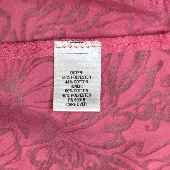 Studio Works Womens Pink Floral Burnout Button Up Blouse 3/4 Sleeve Top Size 2X - Picture 8 of 13